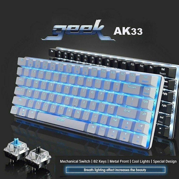 Qwert Ak33 Mechanical Keyboard 82-key Anti-ghosting Gaming Keyboard Blue/black