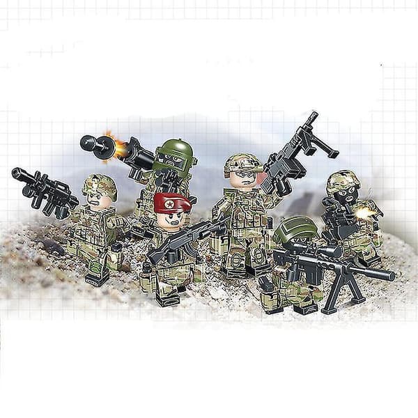 Alpha Force Building Blocks 6pcs Special Forces Military Dolls With Weapon Assembled Building Blocks
