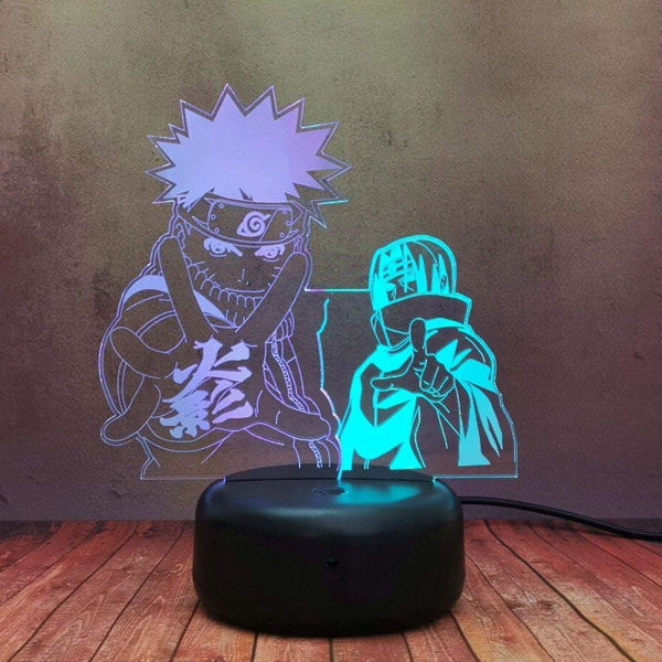Kids Gift Anime Naruto Sasuke Night Light Touch Sensor Bedroom 3d Illusion Night Light Ledanime Lamp Colorful Remote Control Night Light Home Gadgets