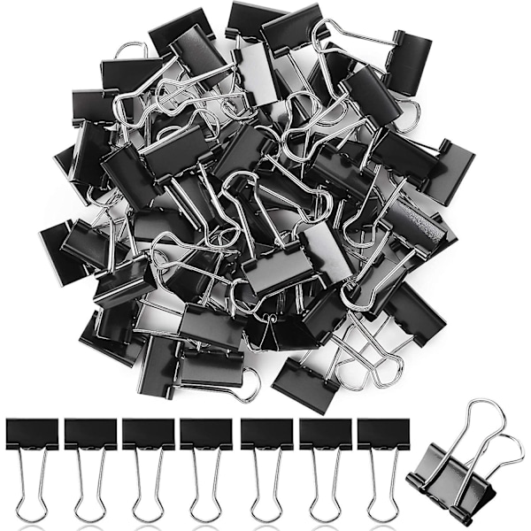 Papirclips, Små Papirclips, 50 Stk, 19 mm, Sort, Små Clips, Papirclips, Papirclips Lille Størrelse, Små Papirclips, Kontorclips