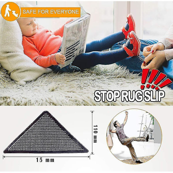 8 Pcs Rug Tapes, Non Slip Rug Grippers, Reusable Washable Carpets Tape