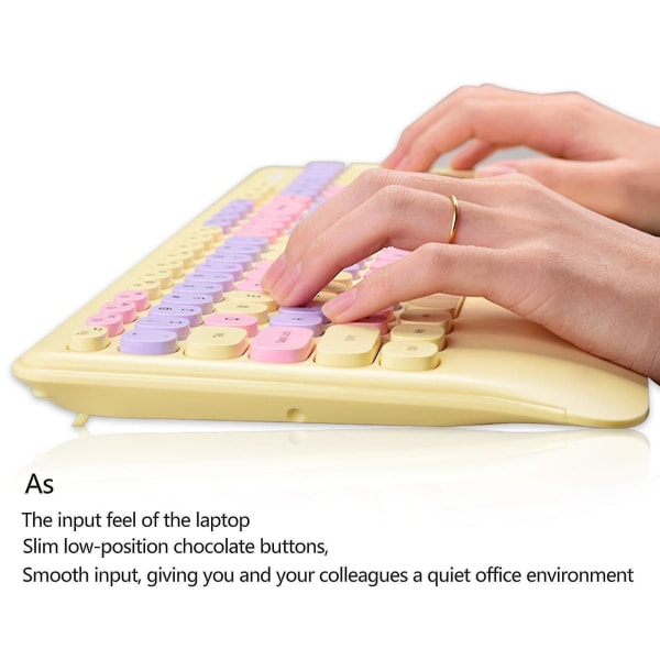 Notebook Keyboard Kit Round Keycap Plug Play Lightweight Portable Gamer Mouse Pink