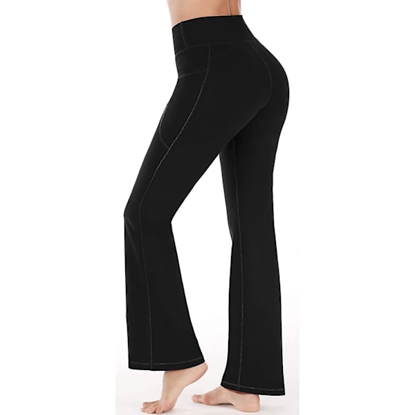Yogabukser Kompatible Med Kvinder Med Lommer Højtaljede Træningsbukser Kompatible Med Kvinder Bootcut Arbejdsbukser Pæne Bukser Black Medium
