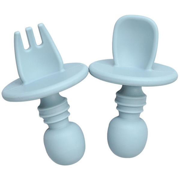 Baby Training Spoon And Fork Set Light Blue