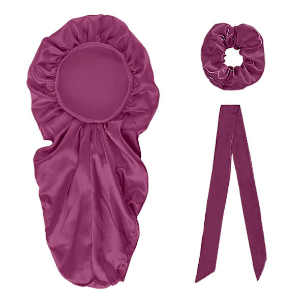 1 Sett Sovehette Justerbar Antistatisk Falsk Flekk Bred Anvendelse Sovehatt For Kvinner Purple