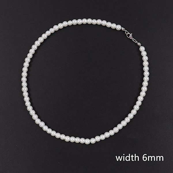 2022 New Trendy Imitation Pearl Necklace Men Temperament Simple Handma 60cm 6mm
