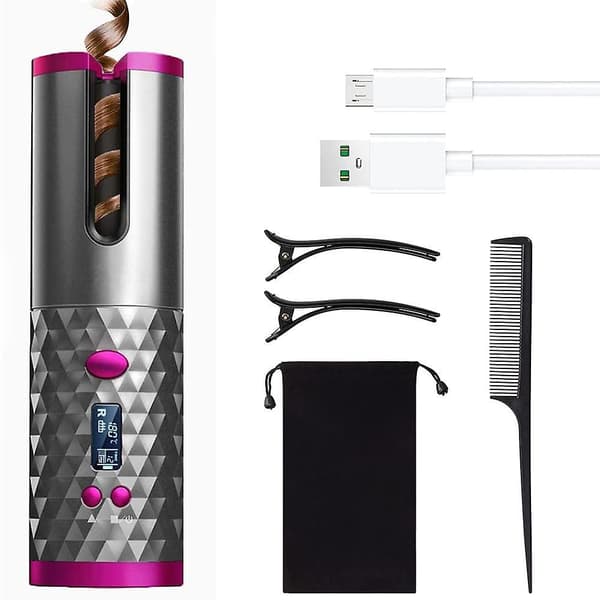 Bærbar Hårkrøller Automatisk Krølltang Trådløs Krølltang USB Lade Sett Grey