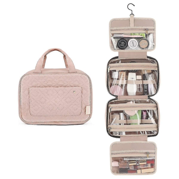 Toiletry Bag Travel Bag With Hanging Hook Water Resistant Makeup Cosmetic Bag Pink