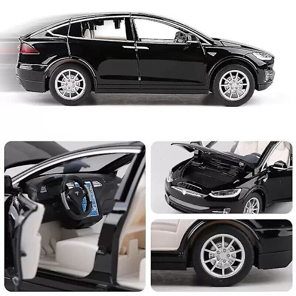 1:24 Tesla Model X Metalliseosautomalli Painevalettu Metallinen Leluajoneuvo Red