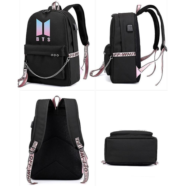 Bts Backpack Cute Usb Charging School Bag Style1