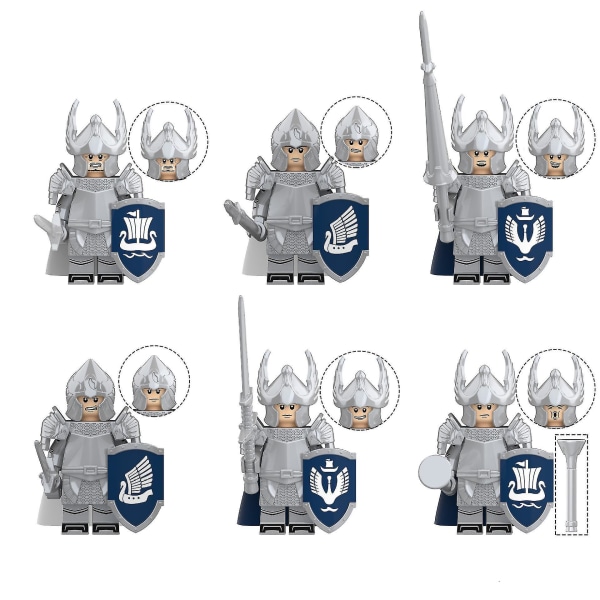 Medieval Soldier Building Block Knight Guard Trumpeter Swordsman Children Assembling Building Block Toy 6pcs