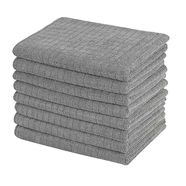 8 Pcs Household Floor Glass Cleaning Cloth, Microfiber Towel gray