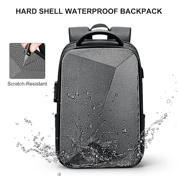 15,6 tuuman kannettavan tietokoneen reppu, kova kuori laajennettava reppu, varkaudenesto liiketoimintareppu vedenpitävä USB-latausportilla, 20-35l, matkustamiseen, työhön. Musta