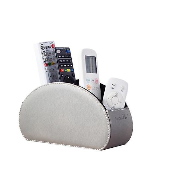 Remote Control Holder Organizer Box  Leather Multi Functional Office Organization Gray