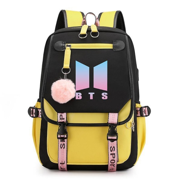 Bts Ryggsekk Søt USB Lading Skoleveske yellow