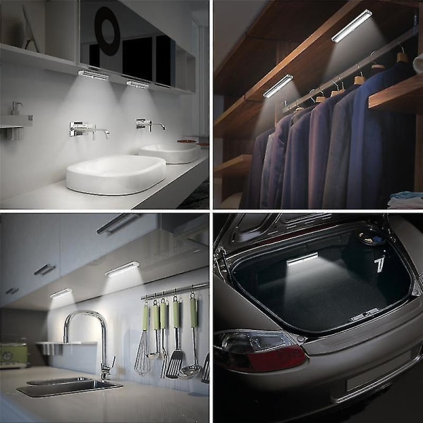 LED Skaplys 6/10/20 LED PIR Bevegelsessensor Nattlys Dimbar Under Skap For Skap Garderobe Trapper Kjøkken 6 Lights