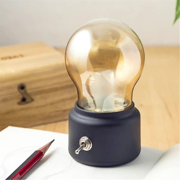 Creative Led Bulb Retro Night Light Usb Rechargeable Luminaire Table Lamp Ambient Lights Gift Black