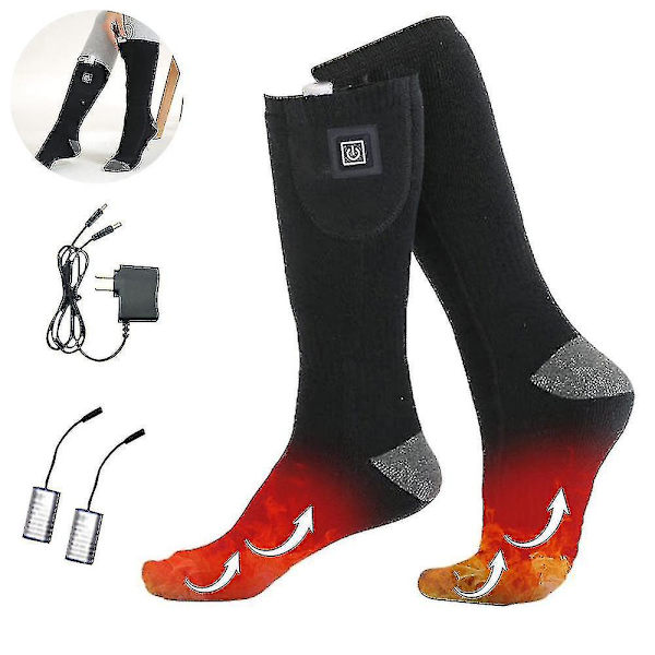 Lämmitettävät sukat ladattavat sähköakut unisex lämpöjalkojen lämmittimet black