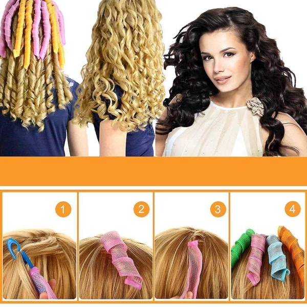 Hair Curlers Spiral Heatless Hair Curlers Rollers Diy Magic Hair Curlers With Styling Hook For Home Use 30PCS 55CM
