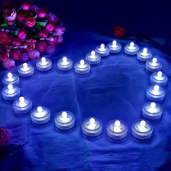 24pk Vanntette Runde Mini LED Telys Undervannslys For Bryllup Hjemmefest Vase