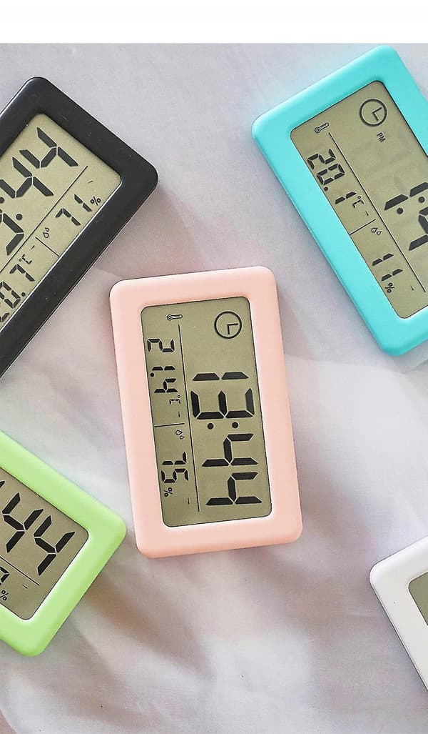 3.8-inch Simple Clock, Light And Thin Electronic Clock With Temperature And Humidity, Colorful Nordic Style Clock, Convenient Clock (pink)