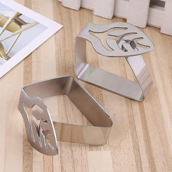 Bordklip i rustfrit stål med bladform, klemmeholder til hjemmet 4PCS