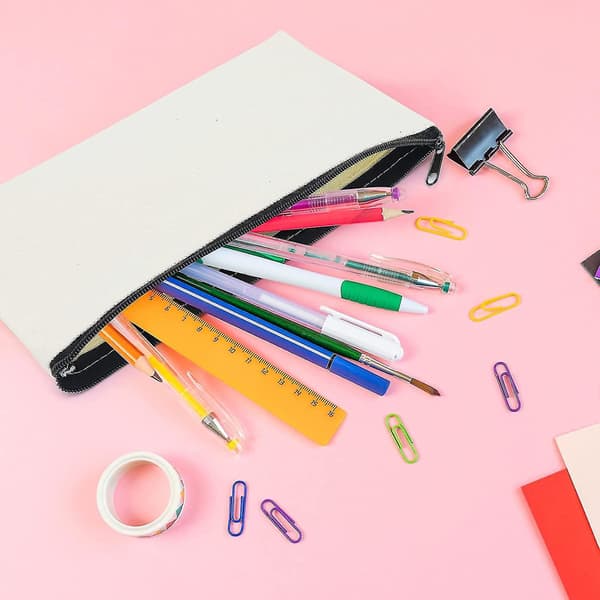 20 Pcs Blank Canvas Bags With Zipper, Multipurpose Canvas Pouch, Canvas Makeup Gift