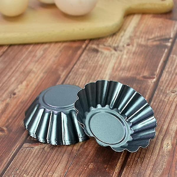 6-pak Æggetærteforme, Mini Kage Muffin Forme i Kulstofstål, Non-stick Cupcake Kageforme