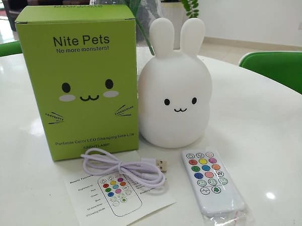 Rabbit Led Night Light Touch Sensor Usb Rechargeable Silicone Bunny Lamp
