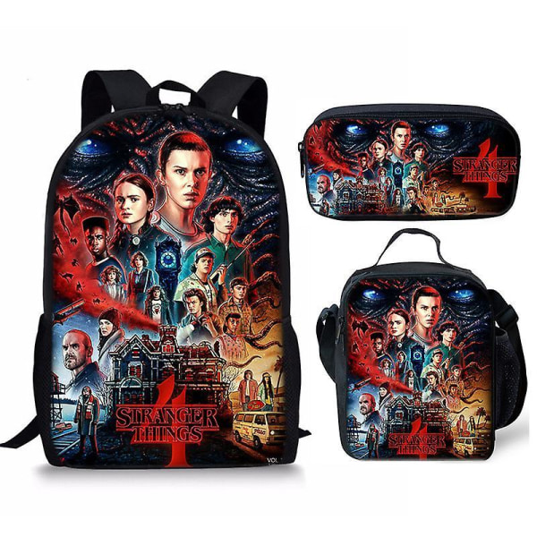 2022 New Stranger Things Bags School 3 Pcs Set Backpack Mini Wallet Purse Women's Bag Men's Shoulder Only Backpack