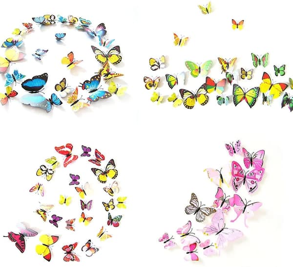 108 Pcs 3d Butterflies Wall Decor Stickers Decals, Butterfly Decorations