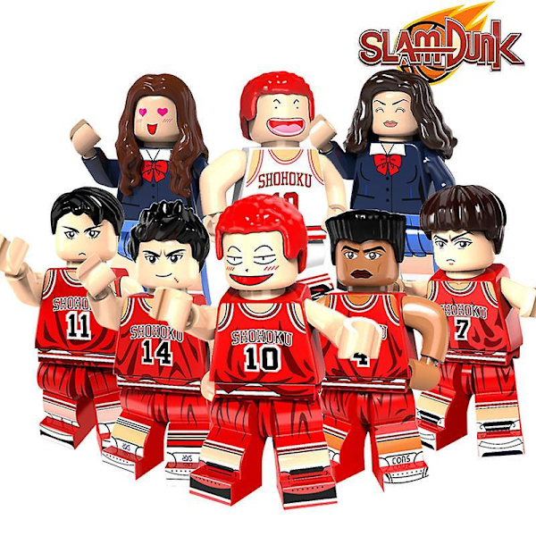 8 Slam Dunk Anime Sakuragi Flower Road Rukawa Maple Inoue Ayako Assembled Building Block Miniature Toys