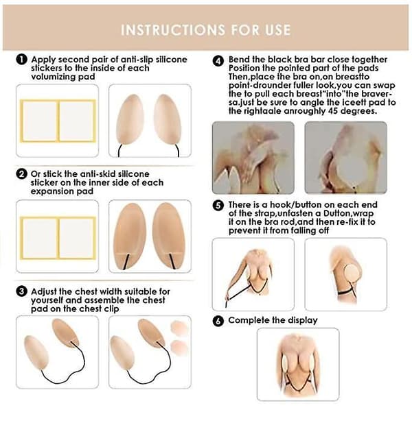 Womens Deep Push-up Frontless Bra Kit Frontless Backless Strapless Hidden Bra Color 2