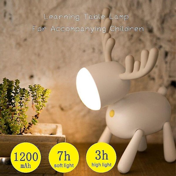 Kreativ Tegnefilms Elg LED Bordlampe 1200mah (hvid)