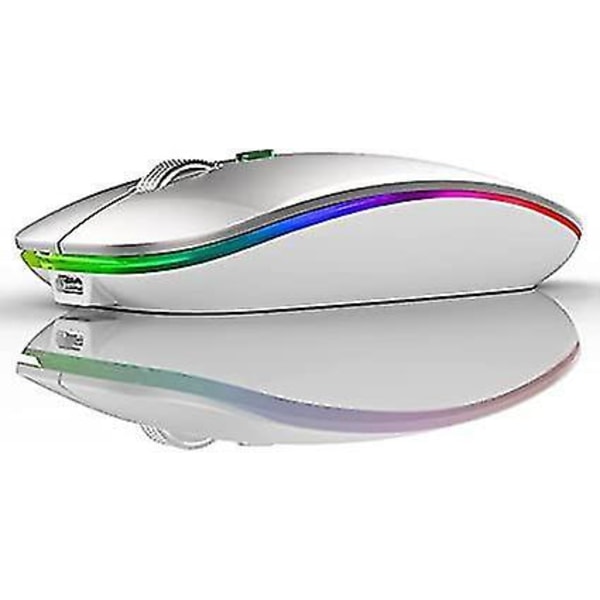 Led Wireless Mouse, Uiosmuph G12 Slim Rechargeable Wireless Silent Mouse, 2.4g Portable Usb Optical Wireless Computer Mice With Usb Receiver And Type