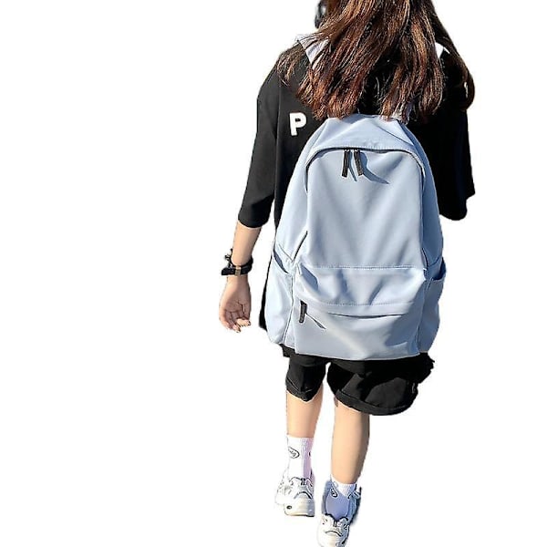 Students Schoolbag Simple School Backpack Large Capacity Travel Backpack Blue
