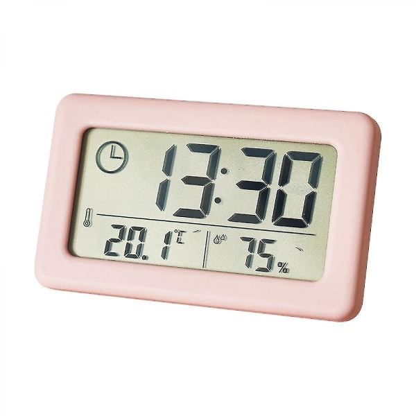 3.8-inch Simple Clock, Light And Thin Electronic Clock With Temperature And Humidity, Colorful Nordic Style Clock, Convenient Clock (pink)