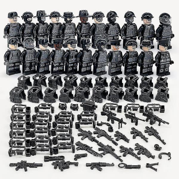 22 stk. Sort Swat Politi Minifigur Legetøj Mini Figurer Børnegave