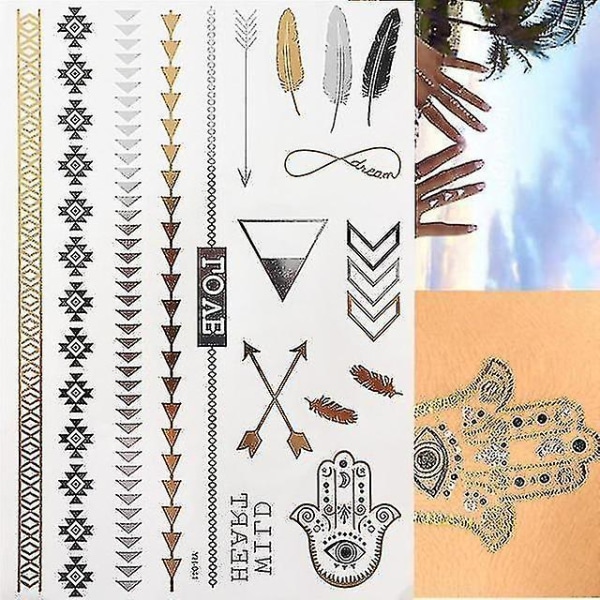 Flash Metallic Waterproof Tattoo Gold ,silver - Women Fashion Design Temporary