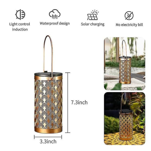 Solcellelykter Utendørs Retro Solcellelykter Jernkunstlampe Vanntett Balkong Landskapslys