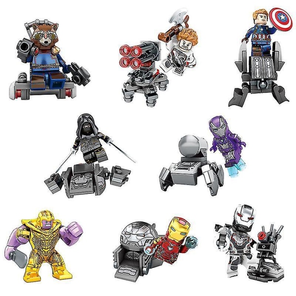 8pcs Avengers 4 War Machine Vs Thanos Eight-in-one Assembled Building Block Minifigure Toy