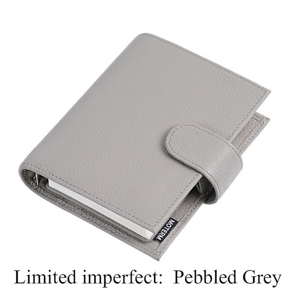 Limited Imperfect Moterm Regular Pocket Rings Planner Genuine Cowhide Leather A7 Notebook Agenda Organizer Journey Sketchbook Pebbled Grey