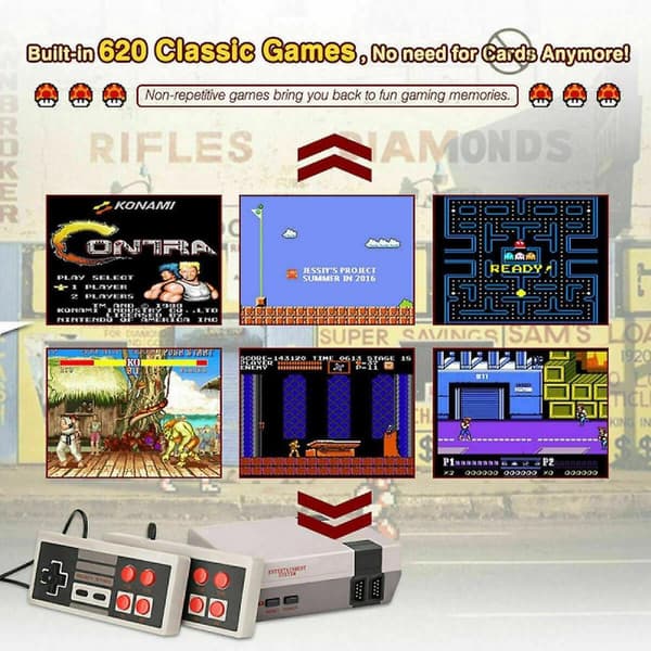 Game Console 620 Built-in Mini Classic Nes Games W/ 2 Controllers Retro Kid Gift UK Plug