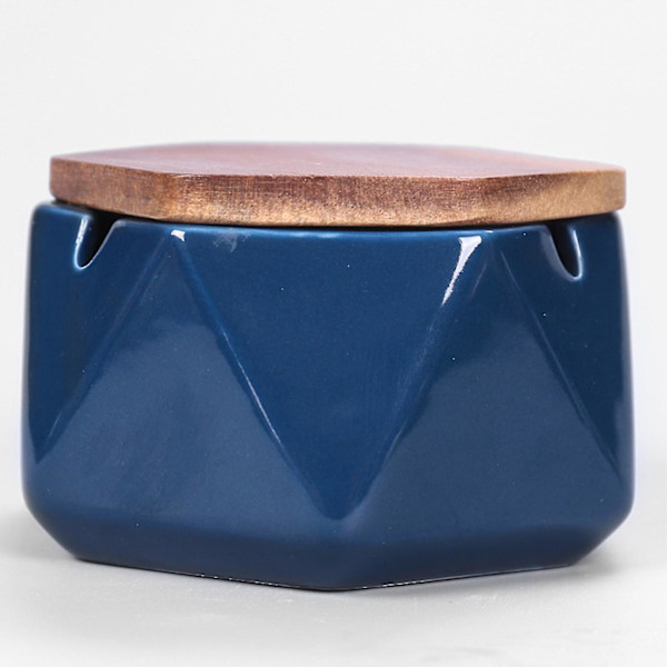 Ashtray Retro Multi-function Ceramic Windproof Geometric Ash Tray For Home Black