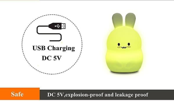 Rabbit Led Night Light Touch Sensor Usb Rechargeable Silicone Bunny Lamp
