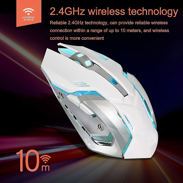 Q1 Gaming Mus Høy Hastighet 6 Knapper 2.4ghz Bærbar Stille Trådløs Mus For Kontor Black