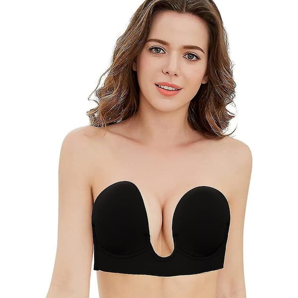 Push Up Strapless Sticky Adhesive Invisible Backless Bras Black Style 1