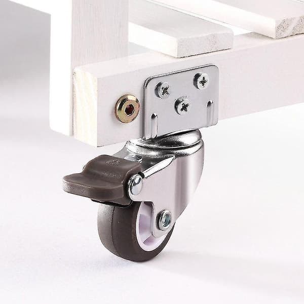 Møbelhjul Vugge Gummihjul -l Type Svingbart Stille Bremse 1.5 Inch