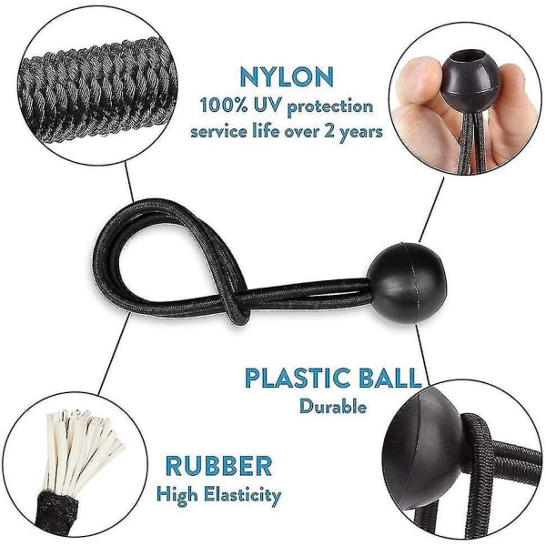 30pcs Elastic Tensioner, Rubber Bungee Tensioners With Ball, For Tarpaulin