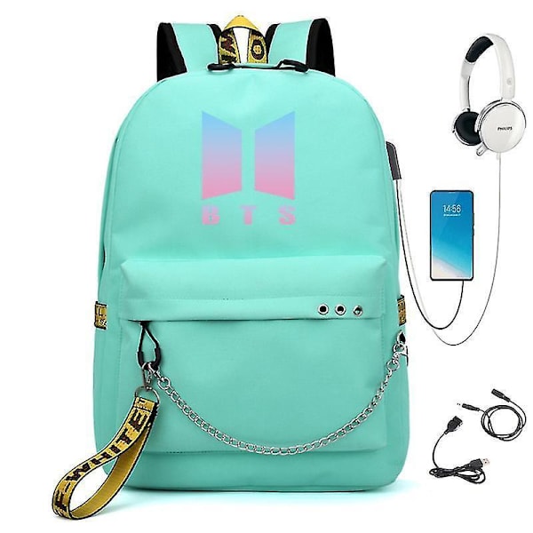 Bts Ryggsekk USB Lading Skolesekk Color 21